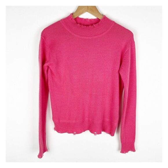 ONE GREY DAY Womens Jazz Pullover Distressed Mock Neck Sweater Pink XS​​​​ - Picture 5 of 11